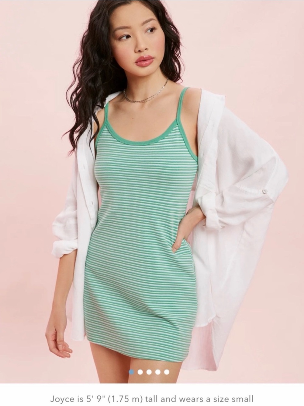 American Eagle Outfitters Green and White Striped Cami Dress